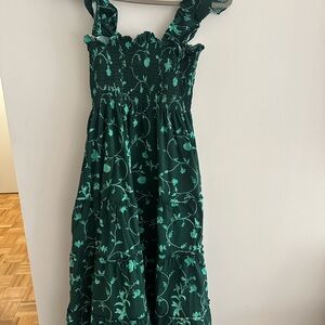 Hill House Green Floral Midi Dress